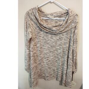 Knox Rose Cowl Neck Top Long Sleeve Oatmeal Medium NWT